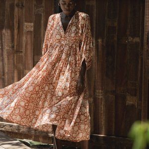 Daughters of India Kyra Midi Dress in Caramel, Size Small